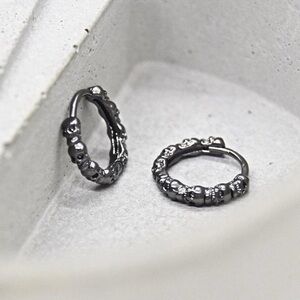 Gunmetal Skull Hoops
